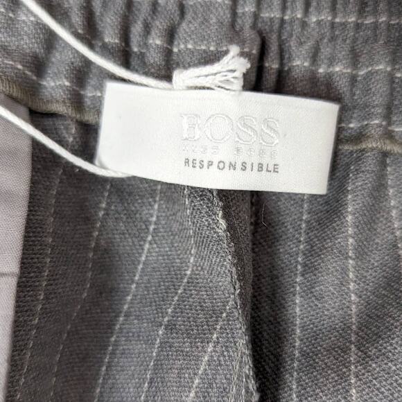 BOSS Hugo Boss Telana Pinstripe Trousers Gray & White Size 10 - Picture 4 of 14